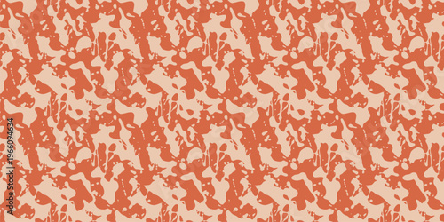 Abstract seamless pattern with camouflage ink blot shapes. Modern funky artistic texture with organic fluid forms, paint splashes. Trendy design for textile, wallpaper, fabric, decor, print