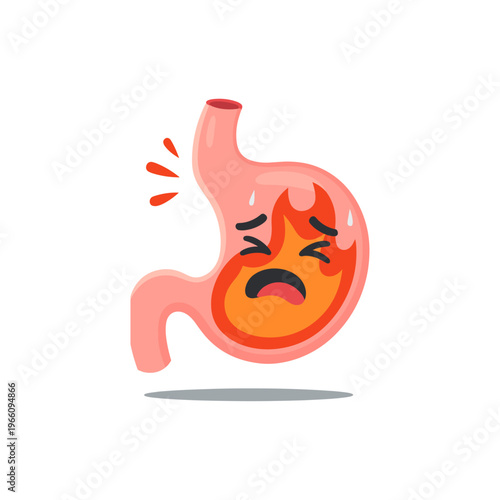 Stomach pain, Indigestion icon logo flat vector design