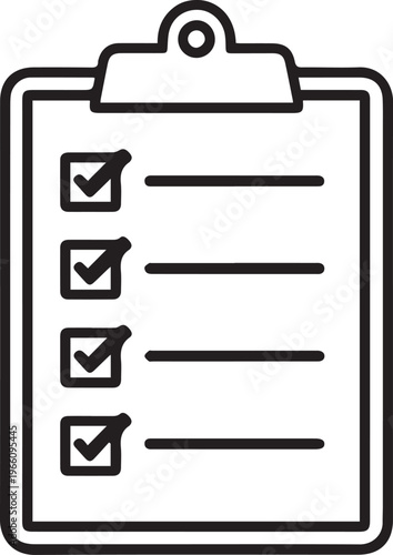 A black and white close-up of a clipboard with a checklist.