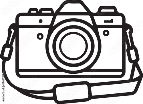 Digital camera vector illustration, showcasing its core components.