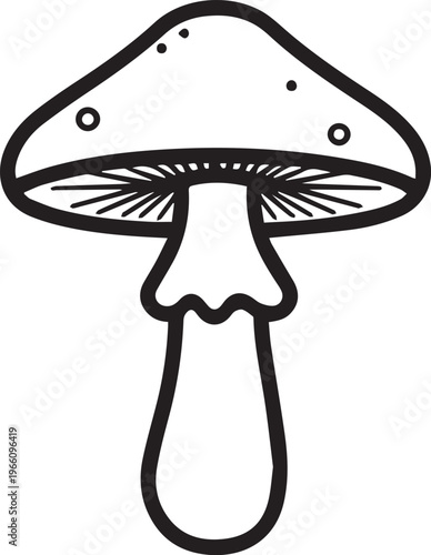 A simple, line art illustration of a mushroom. Perfect for projects where a clean, stylized representation is desired. 