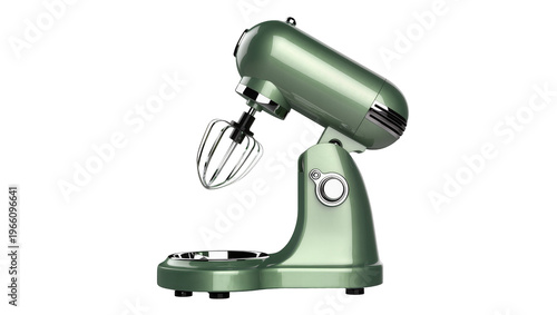 Fotografía Shiny green retro stand mixer with whisk, isolated on transparent background