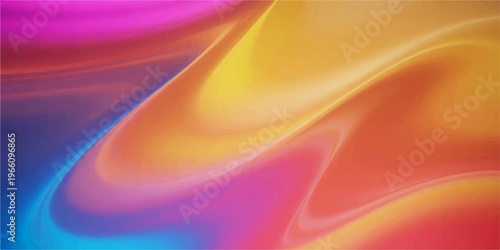 An abstract colorful background of flowing smooth blue waves and curves creates a dynamic motion pattern, serving as a vibrant vector art backdrop for modern wallpaper design