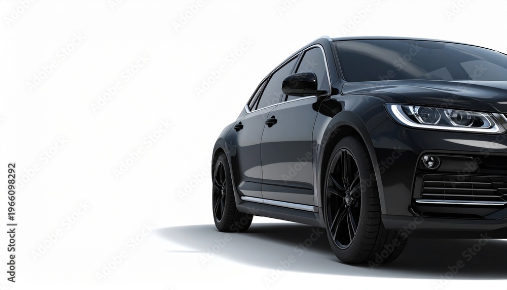 Fototapeta premium Sleek black SUV modern design sharp headlights bold presence elegance