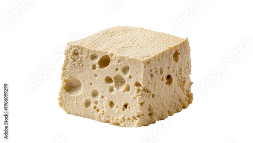 Fényképezés Porous beige halva block crumbly texture, isolated on transparent background