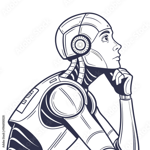 Robot with humanoid face and mechanical shoulder