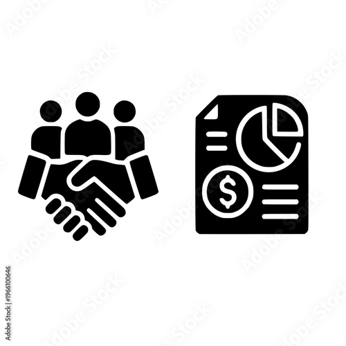 business partnership and financial report icons