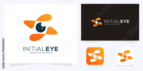 Minimal letter S initial with Eye logo design idea. Abstract vision monogram gradient icon symbol.