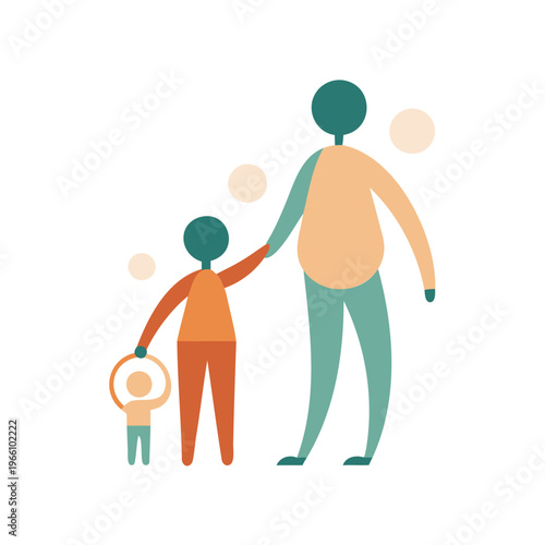 Family walking together holding hands in a park-like setting