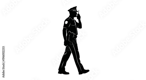 1 may, may day, Labor day icons representing international workers, silhouette of a police officer talking on radio communication, vector