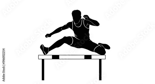 1 may, may day, Labor day icons representing international workers, silhouette of a male athlete jumping over a hurdle, vector