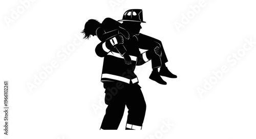 1 may, may day, Labor day icons representing international workers, silhouette of a brave firefighter rescuing a child, vector