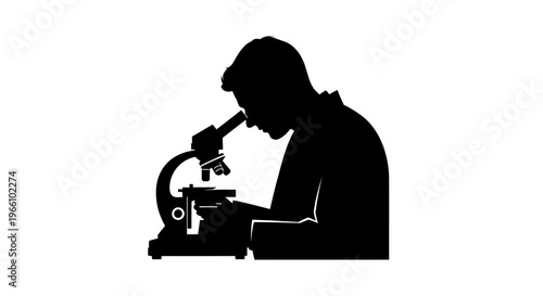 1 may, may day, Labor day icons representing international workers, silhouette of a scientist looking through a microscope, vector