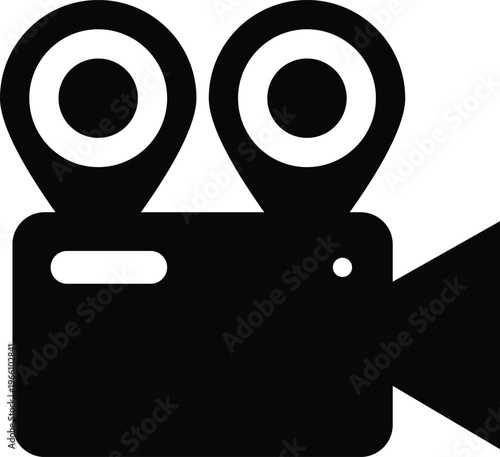 Vintage film camera icon a black and white representation of classic filmmaking technology