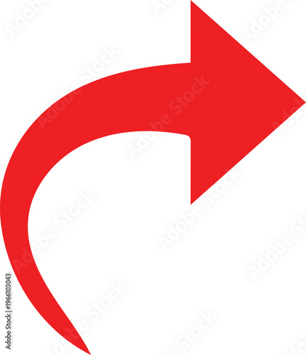 A vibrant red curved arrow pointing to the left symbolizing redirection movement or a cyclical process