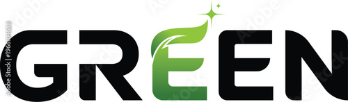 Green Eco Logo Design with Leaf Element, Nature Environment Symbol for Organic Brand, Sustainable Energy Concept, Modern Clean Typography for Business Identity