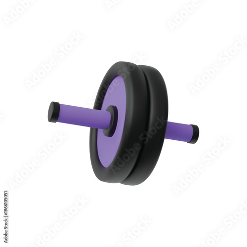 Exercise wheel realistic 3D plastic style vector icon, abdominal roller, fitness equipment strengthening press exercise