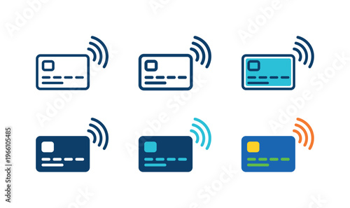 Contactless payment icons showing credit cards with wireless signals