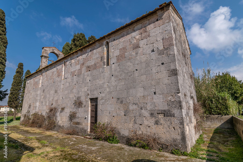 Side view of the church of San Miniato in Marcianella, Cascina, Pisa, Italy