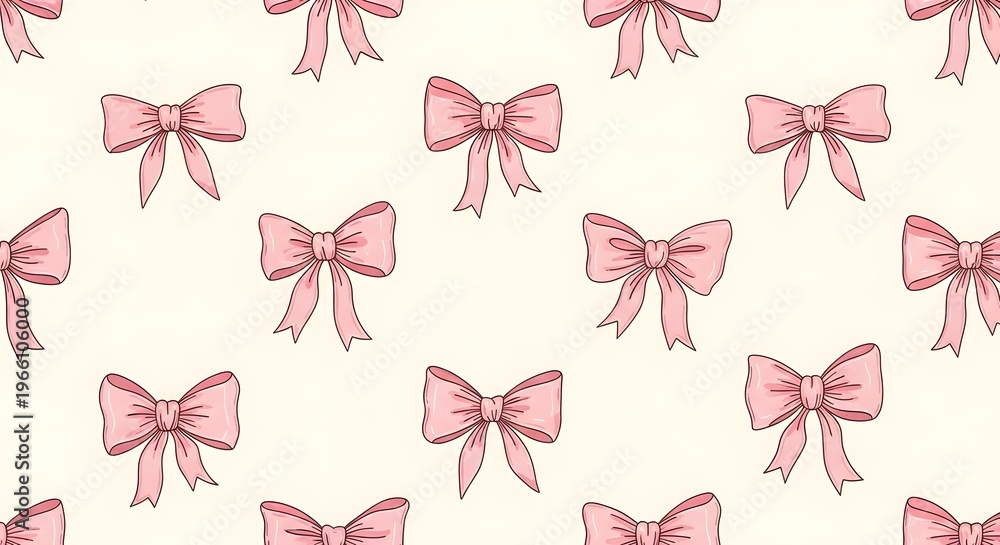 Fototapeta premium Pastel pink bows a seamless pattern for easter sunday celebrations spring decor