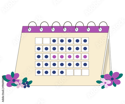 Menstrual calendar, period calendar with floral decor