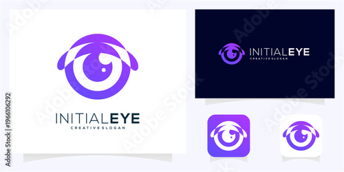 Letter O initial with Eye Logo Design Template. Modern cyber security and monogram vector icon symbol.