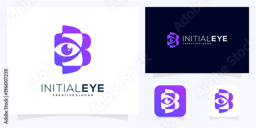 Unique letter B initial with Eye logo design idea. Abstract vision monogram gradient icon symbol.