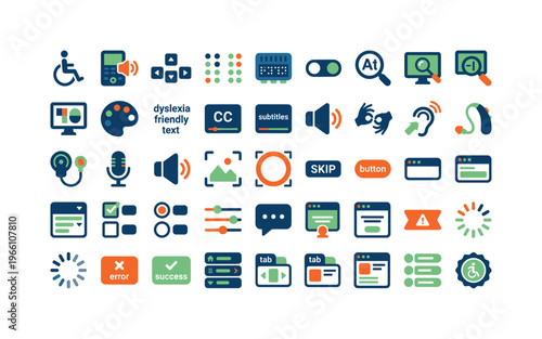Collection of accessibility icons for digital interfaces and web design