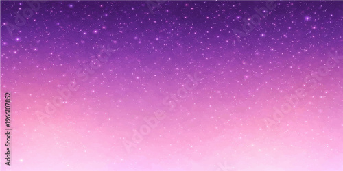 An abstract purple and pink galaxy background featuring a winter night sky design with glowing stars, glitter particles, and festive Christmas snow patterns