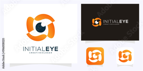 Modern letter S initial with Eye and solar logo design idea. Abstract vision monogram gradient icon symbol.