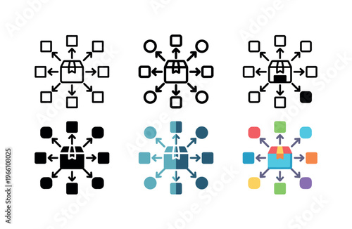 Distribution network diagram showing a central package connected to various nodes