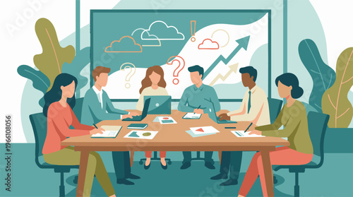 Diverse business team meeting to discuss strategy and problem-solving