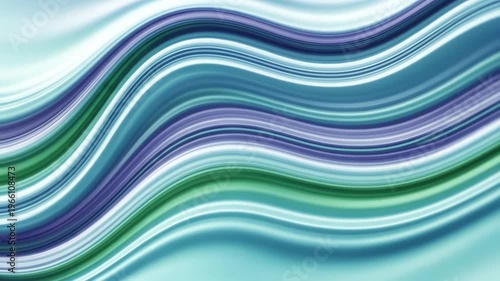 Abstract waves of blue and green flowing across the canvas, creating a serene and calming atmosphere