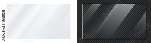 Fotografía Transparent realistic shiny glossy glass panel sheet with shiny glossy light gla