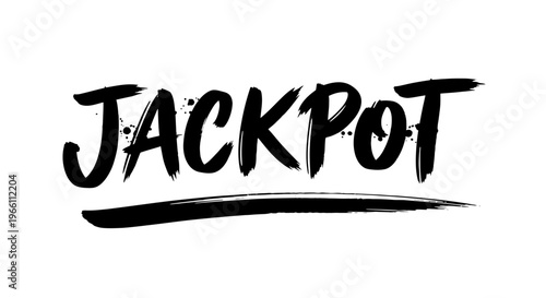 Jackpot text logo, brush stroke, gambling, win, success, luck, casino concept