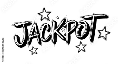 Jackpot text with stars, luck and winning concept