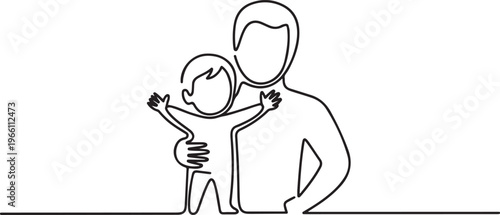 A little girl resists the aggression of an adult. Protecting children from violence. one line art icon drawing vector