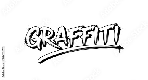 Graffiti Art Style Text Word Art - Black and White