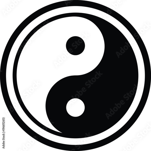 yin yang – circular symbol with flowing divide, vector illustration on transparent background