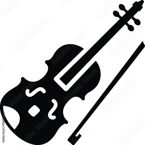 violin – curved body with f holes, neck, and scroll, vector illustration on transparent background