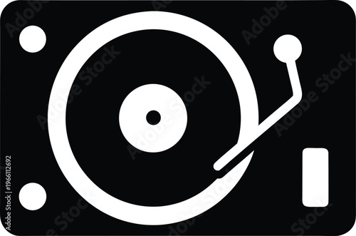 turntable – platter, tonearm, and base, record opt, vector illustration on transparent background