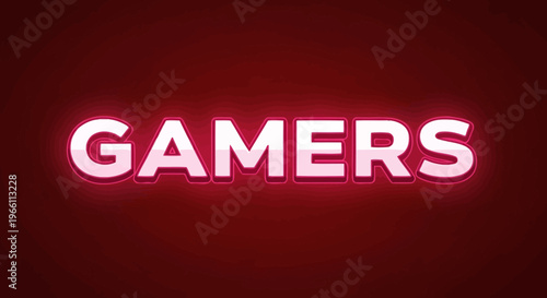 Glowing Neon "GAMERS" Text on Dark Red Background - Gaming and Entertainment Concept