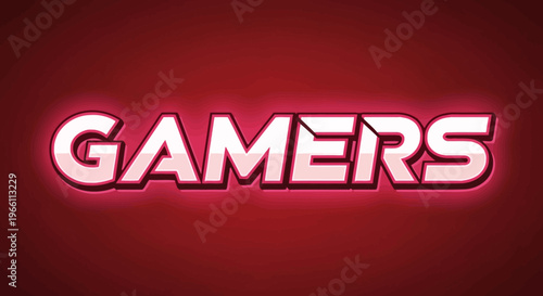 Glowing "GAMERS" Text Logo with Red Gradient Background - Modern Gaming Concept