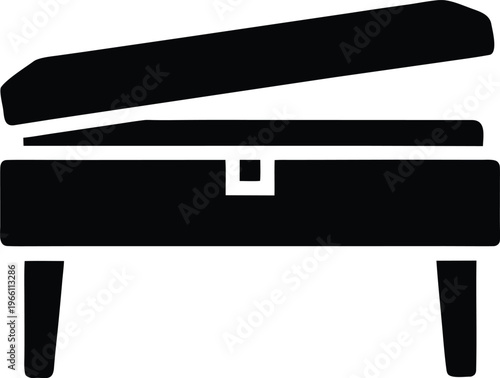 piano bench rectangular seat lift lid optional vector illustration on transparent background
