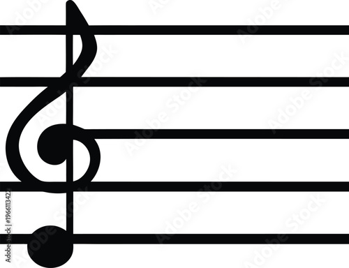 music staff five horizontal lines treble vector illustration on transparent background