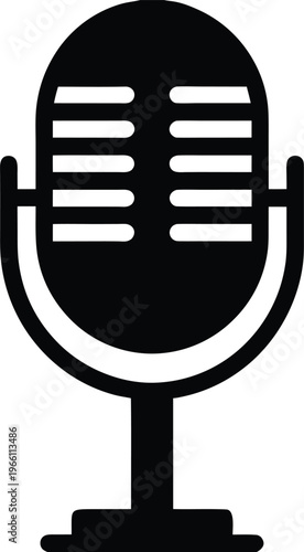 microphone vintage rounded head straight stand vector illustration on transparent background