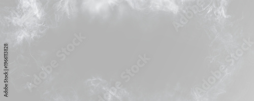 Photos white smoke frame and foggy mist vignette on light grey studio background