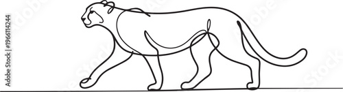 The cheetah walks forward and to the side. International Cheetah Day. one line art icon drawing vector