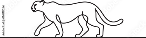 The cheetah walks forward and to the side. International Cheetah Day. one line art icon drawing vector