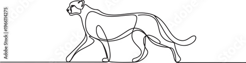 The cheetah walks forward and to the side. International Cheetah Day. one line art icon drawing vector